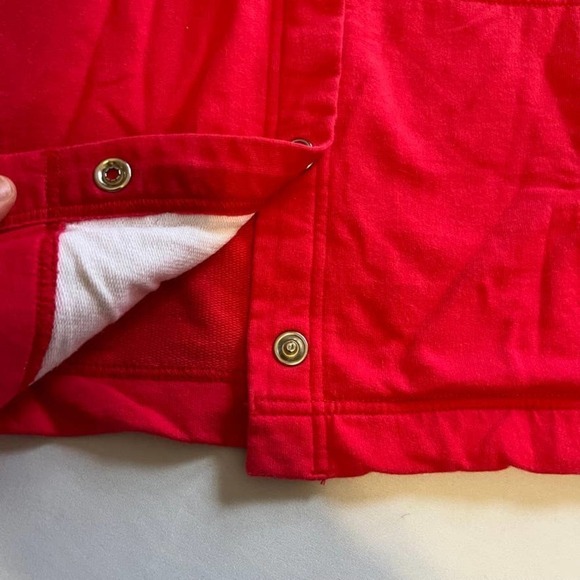 Onque Casual red white trim snap down casual top M - Picture 4 of 9